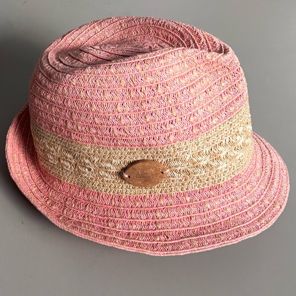 Panama Jack Accessories - PANAMA JACK Vintage Woven Safari Straw Fedora Pinched Crown Unisex Beach Sun Hat